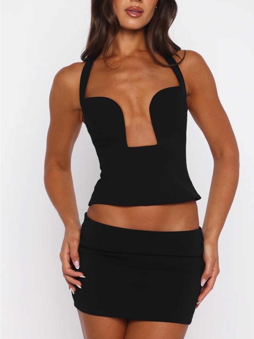 White Fox Boutique Heart on the Line Black Bustier